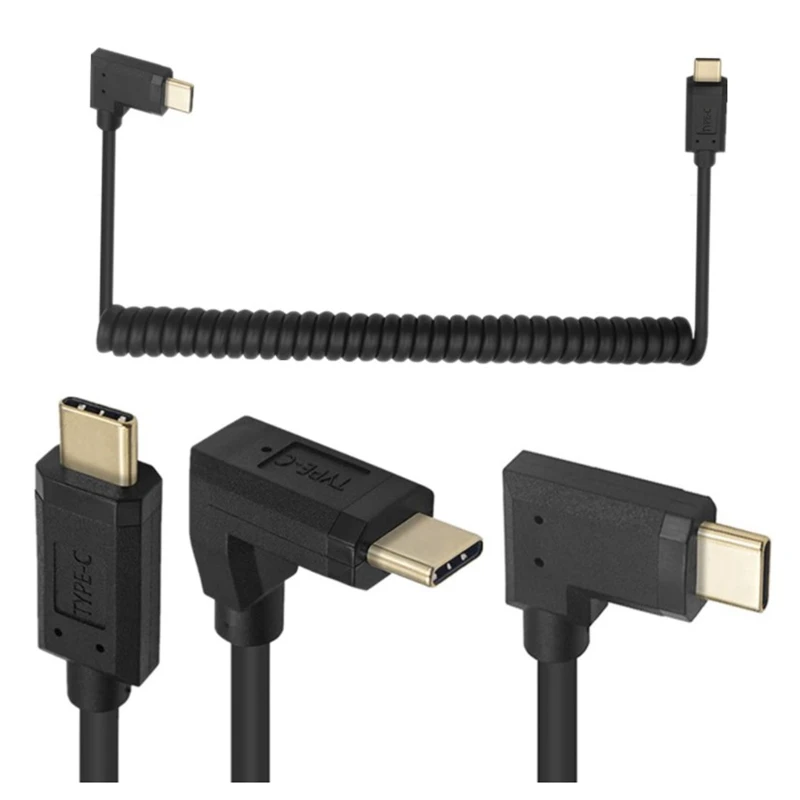 Пружинный изогнутый кабель USB3.1 Type-C Папа-папа 4K @ 60 Гц 10 Гбит/с Φ Gen 2 шнур для Mac VR Pro