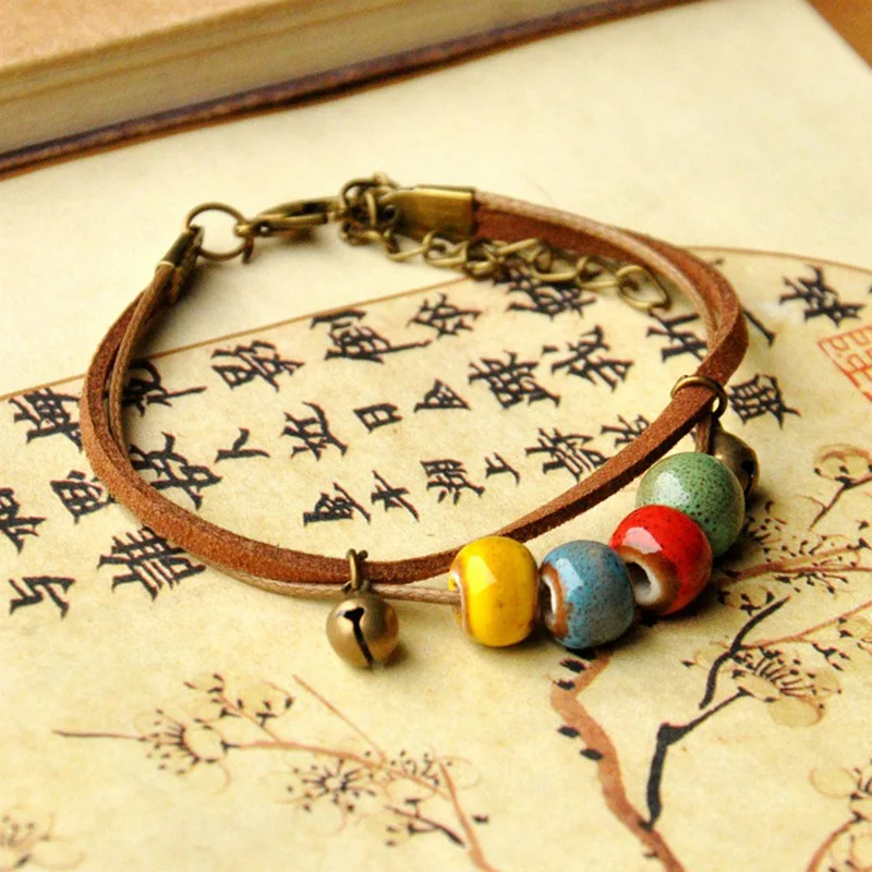Fashion Charm Ceramics Round Beads Ethnic Style Small Bell Bracelet Original Design Bangle Hand Knitted Amulet Jewelry Gifts
Fashion Charm Ceramics Round Beads Ethnic Style Small Bell Bracelet Original Design Bangle Hand Knitted Amulet Jewelry Gifts