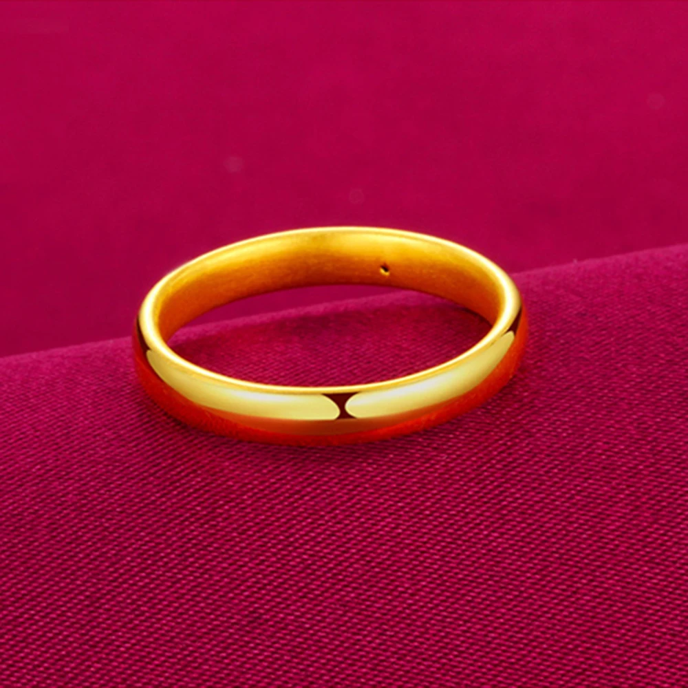 1PCS Real 24K Yellow Gold Ring Women Men Luck 3D Craft Smooth Ring 2.5mmW / 2.3-2.6g 1PCS Real 24K Yellow Gold Ring Women Men Luck 3D Craft Smooth Ring 2.5mmW / 2.3-2.6g