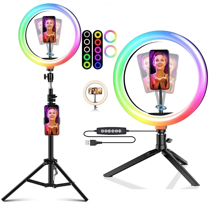 Tongdaytech Dimmable RGB LED Selfie Ring Fill Light Photo Ring Lamp With Tripod For Makeup Video Live Aro De Luz Para Celular
Tongdaytech Dimmable RGB LED Selfie Ring Fill Light Photo Ring Lamp With Tripod For Makeup Video Live Aro De Luz Para Celular