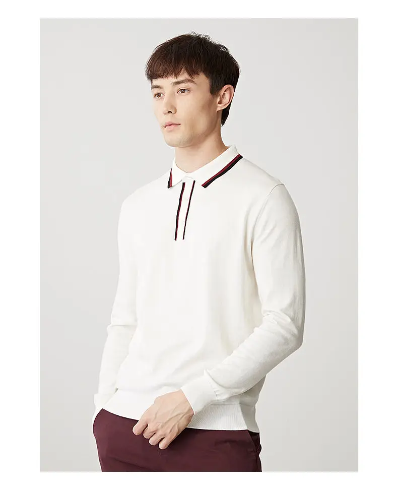 New Style Mens Polo Shirt Contrast Color Collar High Quality Autumn Long Sleeve Sweater Pullover Male Plus Size 4XL Muls Brand 04