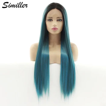 Similler Long Lace Front Synthetic Hair Wigs Ombre Black Blue Highlights Straight Middle Part Blunt Lace Wig For Women
Similler Long Lace Front Synthetic Hair Wigs Ombre Black Blue Highlights Straight Middle Part Blunt Lace Wig For Women