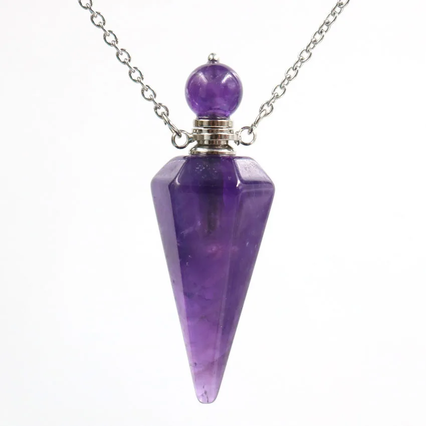 FYJS Unique Silver Plated Hexagon Pyramid Amethysts Stone Perfume Bottle Pendant Link Chain Necklace Black Agates Jewelry
FYJS Unique Silver Plated Hexagon Pyramid Amethysts Stone Perfume Bottle Pendant Link Chain Necklace Black Agates Jewelry