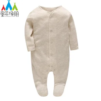 Picturesque Childhood Newborn Baby Footies Taupe PinstripePrint 100% Cotton with Buttons Costume Infant O-Neck Clothes 1 
Picturesque Childhood Newborn Baby Footies Taupe PinstripePrint 100% Cotton with Buttons Costume Infant O-Neck Clothes 1