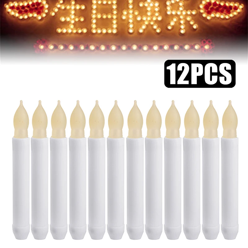 12Pcs/set LED Flameless Taper Candles Lights Battery Operated Flickering Safety Electronic Candles For Holiday Party Home Decor
12Pcs/set LED Flameless Taper Candles Lights Battery Operated Flickering Safety Electronic Candles For Holiday Party Home Decor
