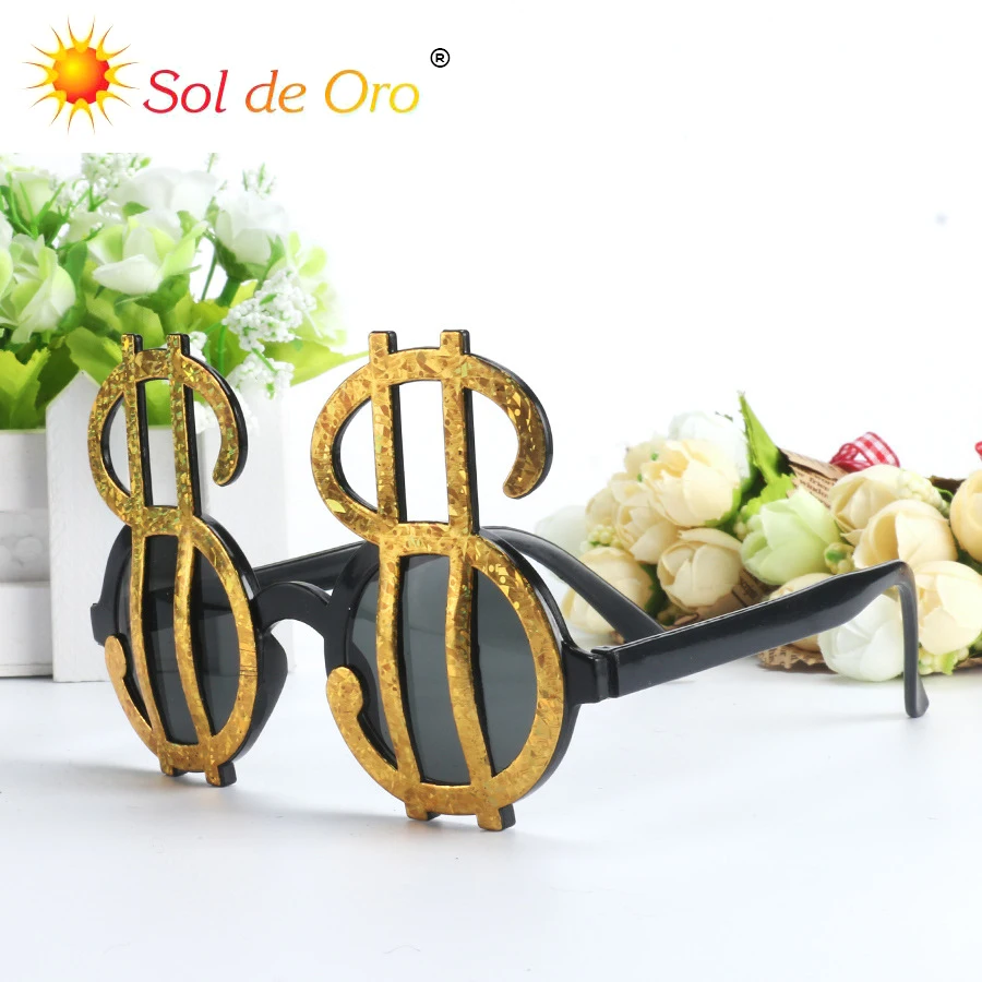 Фото SOL DE ORO Золотой креативный лазерный знак доллара очки для вечеринки мужчин и