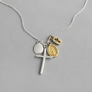 Real 925 Sterling silver cross pendant necklace bijoux collares, vintage double color 925 necklaces for women silver jewelry
Real 925 Sterling silver cross pendant necklace bijoux collares, vintage double color 925 necklaces for women silver jewelry