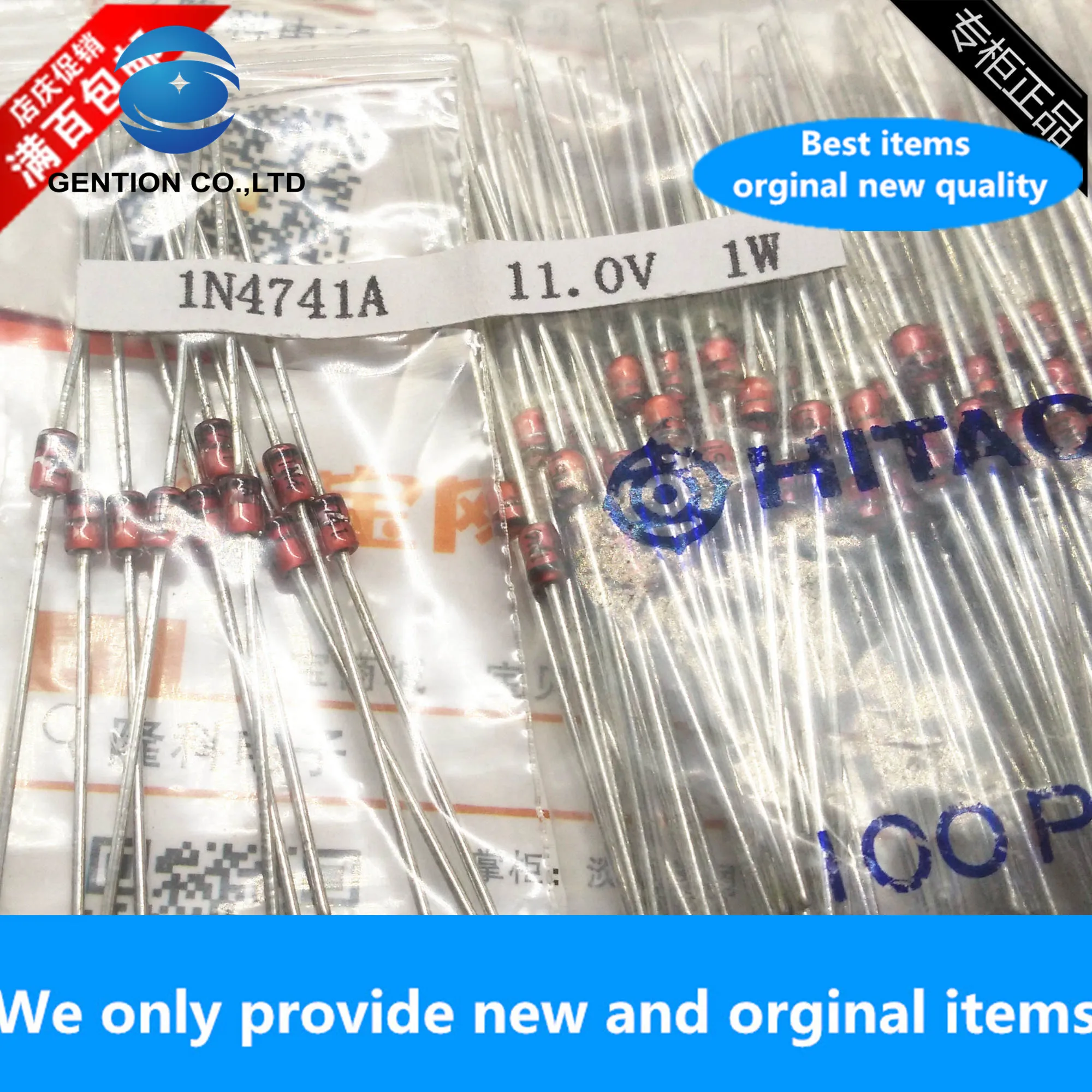 

30PCS 100% New original 1N4741A imported voltage stabilizer diode 11V 1W Watt Japan 4741A IN4741A straight plug DO-41