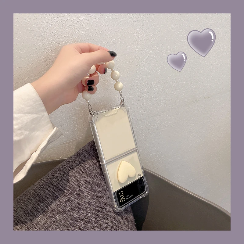 For Samsung Galaxy Z Flip 4G 5G 3 DIY Fashion Cute White Love Heart Portable Pearl Chain Clear Shockproof Case Cover Funda Para
For Samsung Galaxy Z Flip 4G 5G 3 DIY Fashion Cute White Love Heart Portable Pearl Chain Clear Shockproof Case Cover Funda Para