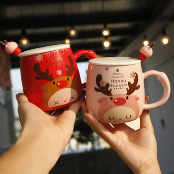 350ml Christmas Elk Mugs Ceramic Coffee Mug With Lid Spoon Milk Cups Creative Couple Water Cup Children New Year Xmas Gifts Home
350ml Christmas Elk Mugs Ceramic Coffee Mug With Lid Spoon Milk Cups Creative Couple Water Cup Children New Year Xmas Gifts Home