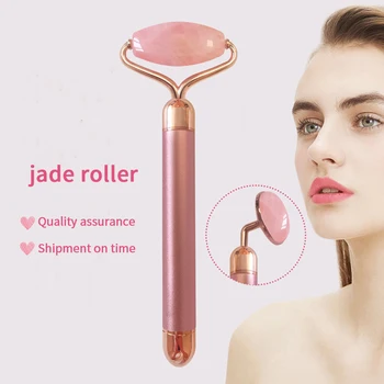 

Vibration Anti Aging Thin Rose Quartz Portable Tightening Facial Massager Wrinkle Removal Skin Jade Roller Electric Lifting Tool