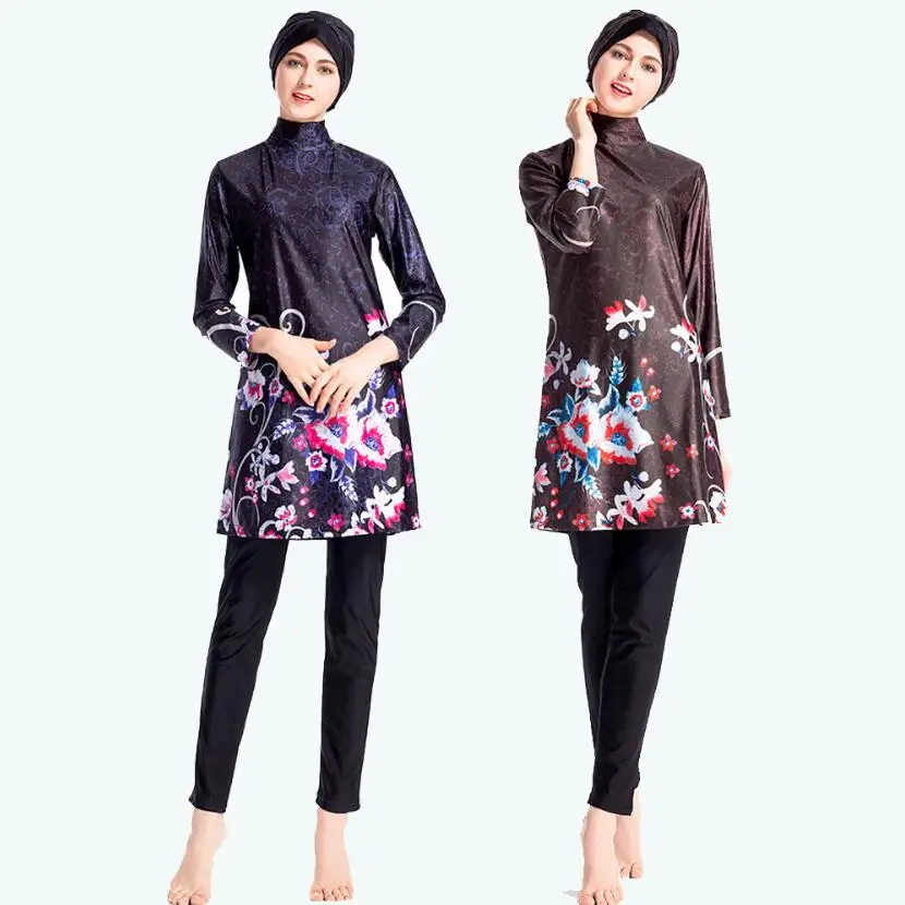2019 женский купальный костюм Burkini хиджаб с принтом одежда для плавания девушек