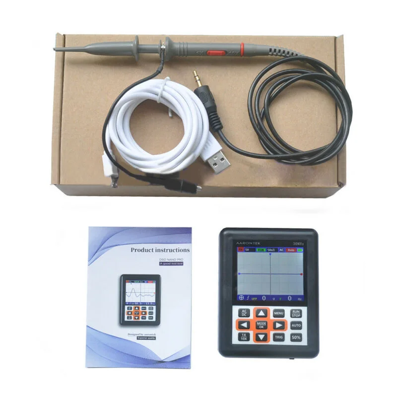 O120 DSO338 Portable 30MHz 200MSa/S Mini Portable IPS LCD Digital Display Oscilloscope USB Cable English Manual USB Cable
O120 DSO338 Portable 30MHz 200MSa/S Mini Portable IPS LCD Digital Display Oscilloscope USB Cable English Manual USB Cable