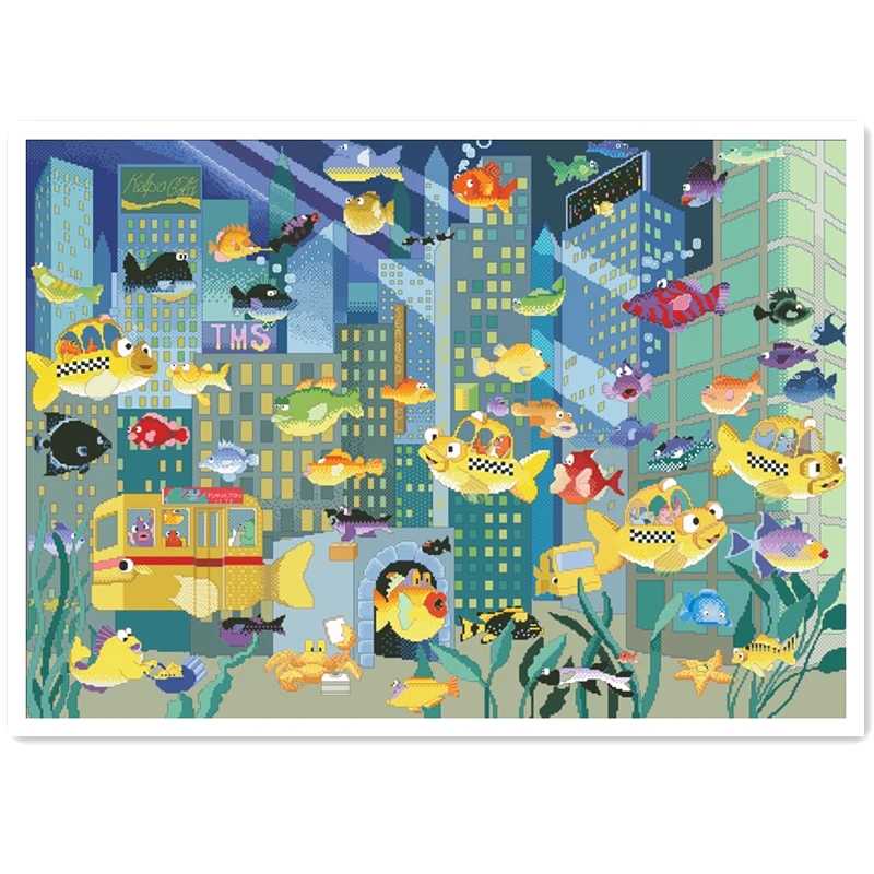 Набор для вышивки крестиком Fish city, тканевая хлопковая нить 18 карат 14 карат 11 карат, вышивка, украшение для стен
Набор для вышивки крестиком Fish city, тканевая хлопковая нить 18 карат 14 карат 11 карат, вышивка, украшение для стен