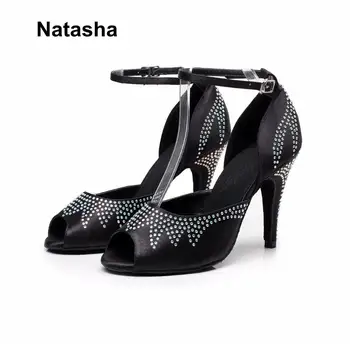Natasha satin Latin iron shoes dance shoes exchange performance shoes adult national standard Latin dance shoes 
Natasha satin Latin iron shoes dance shoes exchange performance shoes adult national standard Latin dance shoes