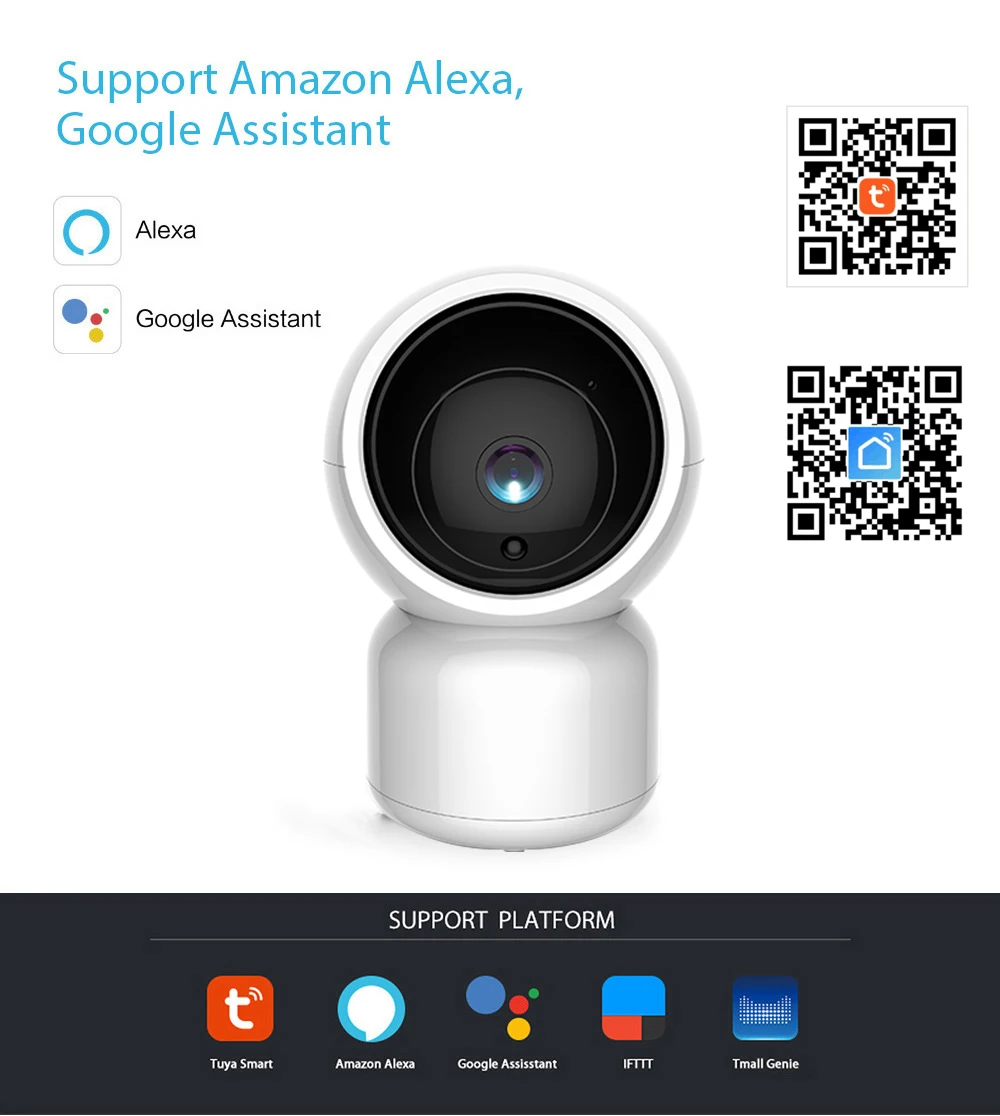 1080P HD Tuya Smart Life Alexa Wireless IP Camera Two Way Audio Pan Tilt Digital Zoom Security Smart WiFi Camera
1080P HD Tuya Smart Life Alexa Wireless IP Camera Two Way Audio Pan Tilt Digital Zoom Security Smart WiFi Camera