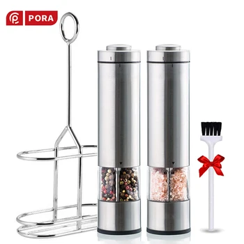 2PCS Pepper Mill Electric-Stainless Steel Automatic Grinder Salt and Pepper Grinder Set with Metal Holder Tray,Cleaning Brush
2PCS Pepper Mill Electric-Stainless Steel Automatic Grinder Salt and Pepper Grinder Set with Metal Holder Tray,Cleaning Brush