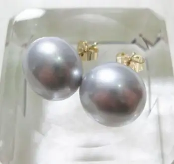 

Gorgeous AAA 10-11mm south sea gray natural pearl earring 14k/20 yellow gold