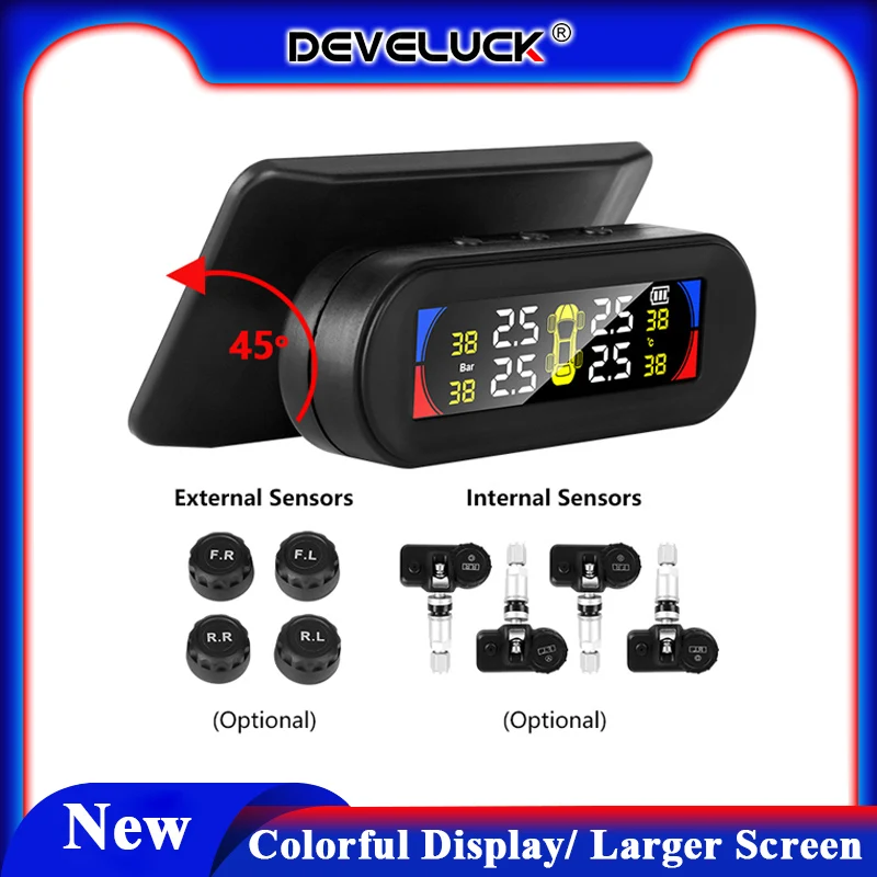 Larger Screen Colorful Display Wireless TPMS Tire Pressure Temperature Alarm Monitoring System Solar charging 4 Sensors tpms
Larger Screen Colorful Display Wireless TPMS Tire Pressure Temperature Alarm Monitoring System Solar charging 4 Sensors tpms