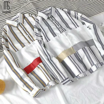 Manoswe Men's Fashion Black White Stripe Shirt Casual Long Sleeve Oversize Patchwork Plaid Blouse Shirt Male Clothing Tops 
Manoswe Men's Fashion Black White Stripe Shirt Casual Long Sleeve Oversize Patchwork Plaid Blouse Shirt Male Clothing Tops
