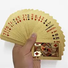 Cartes à jouer en or 24K jeu de Poker Deck feuille d'or jeu de Poker carte magique en plastique cartes imperméables magie(China)