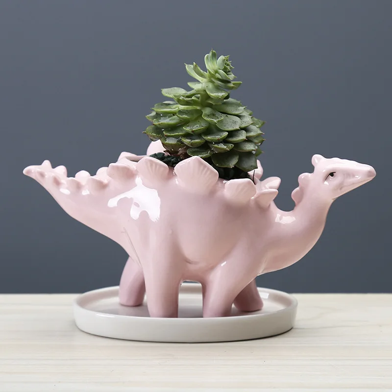 

Modern Simple Cartoon Ceramic Dinosaur Flower Pot Home Living Room Office Desktop Succulent Plant Potted Garden Bonsai Pot Decor