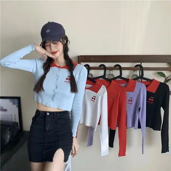 Women Fashion Long-sleeved Embroidery Thin Knitted Sweet Cherry Print Sweater Lazy Style Short Top New Arrivals
Women Fashion Long-sleeved Embroidery Thin Knitted Sweet Cherry Print Sweater Lazy Style Short Top New Arrivals
