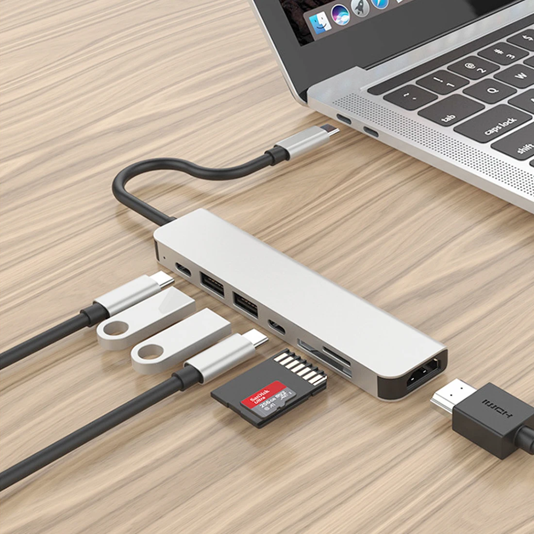 HDMI/TF/SD 7 in 1 Adapter Type-C Multiport Compatible For Windows/Android/Mac OS XPS Computers More Type C Devices
HDMI/TF/SD 7 in 1 Adapter Type-C Multiport Compatible For Windows/Android/Mac OS XPS Computers More Type C Devices