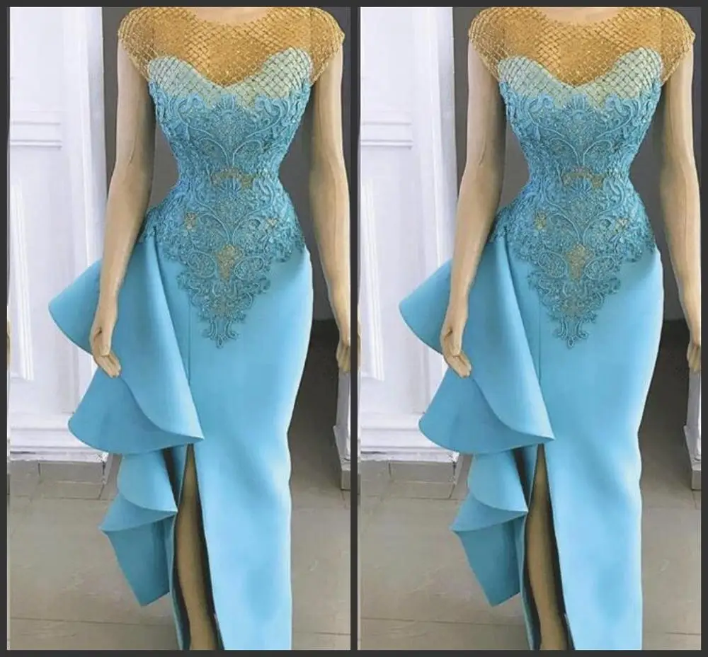 Real Image Sea Blue Sexy Mermaid Evening Dresses 2020 Sexy Side Split Long Prom Gowns Ruffles Party Dresses Lace Appliques
Real Image Sea Blue Sexy Mermaid Evening Dresses 2020 Sexy Side Split Long Prom Gowns Ruffles Party Dresses Lace Appliques