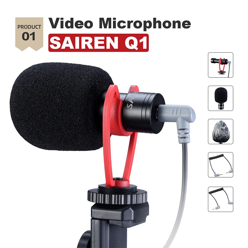 SAIREN Q1 Condenser Video Recording Microphone on Camera Smartphone Youtube Vlogging for DSLR Camera Vlog iPhone 11 Action Cam
SAIREN Q1 Condenser Video Recording Microphone on Camera Smartphone Youtube Vlogging for DSLR Camera Vlog iPhone 11 Action Cam