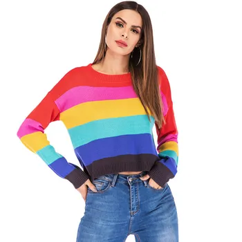 Lychee Girls Hit Color Stripe Women Knit Crop Sweater Spring Autumn Lady Sweaters Tops Casual O-neck Female Jumpers Pullovers
Lychee Girls Hit Color Stripe Women Knit Crop Sweater Spring Autumn Lady Sweaters Tops Casual O-neck Female Jumpers Pullovers