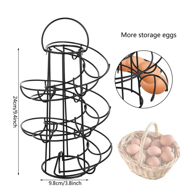 JUNGEN Portauova a Spirale Uova Metallo Dispenser a Spirale Moderno Rack Portauovo per Galline Organizzatore Egg Holder 