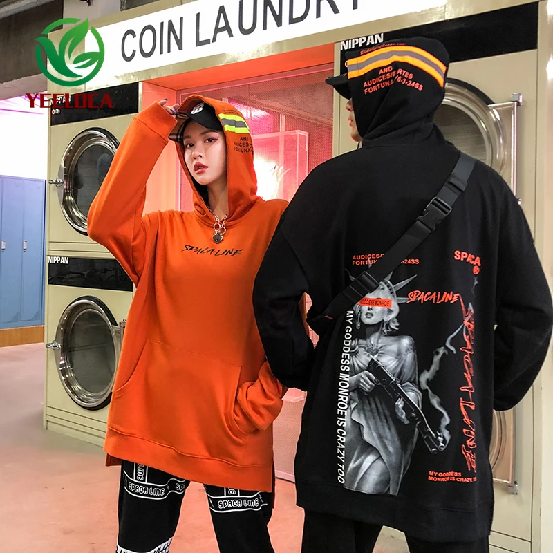 Фото Осень-зима 2019 новинка Бесплатная богиня уличная пара хип-хоп свитер с длинными