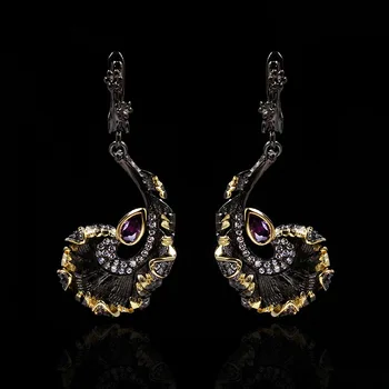 Creative Black Gold Jewelry Curly Leaf AAAA Zircon Earrings 925 Silver Irregular Earrings Ladies Jewelry Long Earrings
Creative Black Gold Jewelry Curly Leaf AAAA Zircon Earrings 925 Silver Irregular Earrings Ladies Jewelry Long Earrings