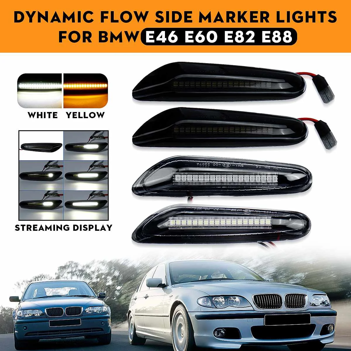 Pair LED Dynamic Side Marker Lights Flow Water Turn Signal Indicator Blinker For BMW E90 E91 E92 E93 E60 E87 E82 E46
Pair LED Dynamic Side Marker Lights Flow Water Turn Signal Indicator Blinker For BMW E90 E91 E92 E93 E60 E87 E82 E46