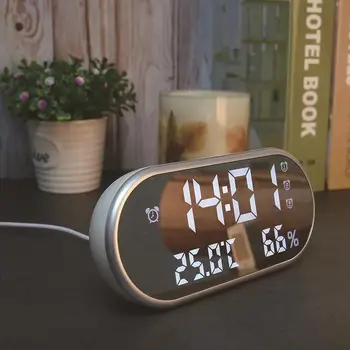 Digital USB Alarm Clock Portable Mirror HD LED Clock with Time Humidity Temperature Display Function
Digital USB Alarm Clock Portable Mirror HD LED Clock with Time Humidity Temperature Display Function