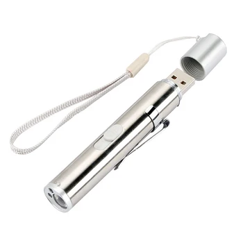 USB Rechargeable LED Laser Flashlight High Quality Powerful Mini LED Torch Pen Design Hanging Flash Light With Metal Clip
USB Rechargeable LED Laser Flashlight High Quality Powerful Mini LED Torch Pen Design Hanging Flash Light With Metal Clip