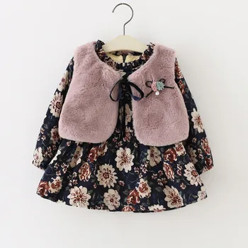 Winter Kids Baby Girls Fashion 2-piece Outfit Set Keep Warm Long Sleeve Floral Print Dress and Vest Set 
Winter Kids Baby Girls Fashion 2-piece Outfit Set Keep Warm Long Sleeve Floral Print Dress and Vest Set