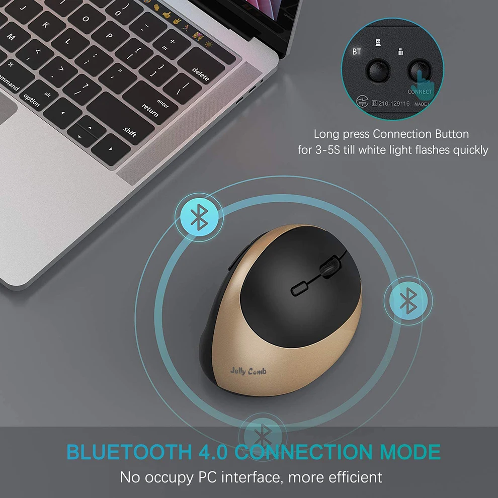 Generic Jelly Comb Bluetooth Wireless Mouse Rechargeable 2.4G USBC