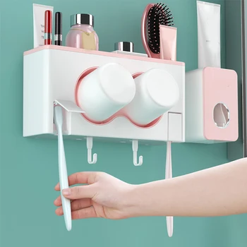2 Racks Dust-Proof Toothbrush Holder With Cups Toothpaste Dispenser Automatic Wall Stand Shelf Bathroom Kitchen Organizer
2 Racks Dust-Proof Toothbrush Holder With Cups Toothpaste Dispenser Automatic Wall Stand Shelf Bathroom Kitchen Organizer