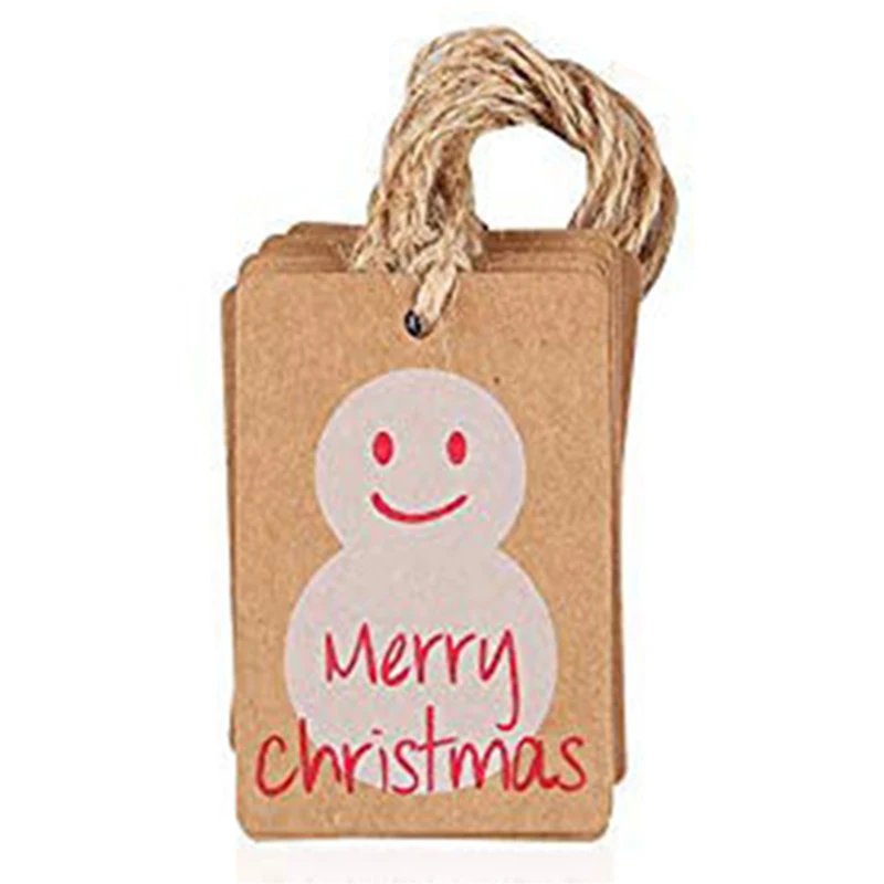 100pcs merry christmas kraft paper labels xmas hanging gift tag