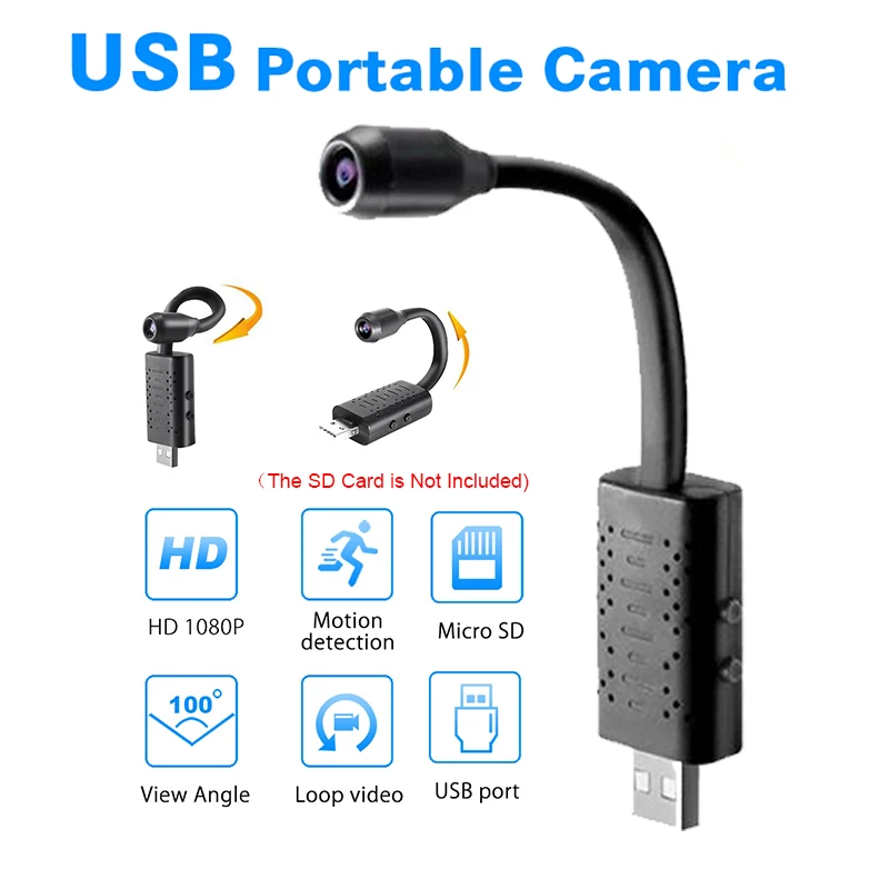 U21 Mini Camera HD 1080P Smart USB Camera Motion Detection Loop Video 360 Arbitrary Rotation Angle support to 64G Card
U21 Mini Camera HD 1080P Smart USB Camera Motion Detection Loop Video 360 Arbitrary Rotation Angle support to 64G Card