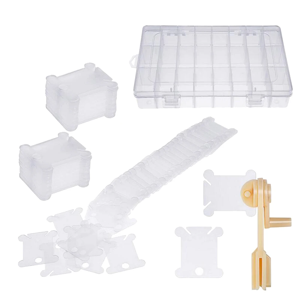 100 Plastic Floss Bobbins Cross Stitch Embroidery Thread Winding Cards Craft DIY Sewing Set with Bobbin Winder and Storage Box 100 Plastic Floss Bobbins Cross Stitch Embroidery Thread Winding Cards Craft DIY Sewing Set with Bobbin Winder and Storage Box