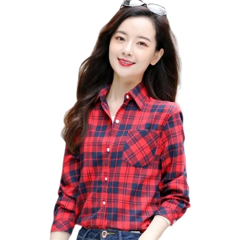 Новинка 2021, модная Свободная рубашка с длинным рукавом в Корейском стиле, универсальный дизайн, нишевая рубашка, пальто, клетчатая рубашка для женщин 4XLD969 
Новинка 2021, модная Свободная рубашка с длинным рукавом в Корейском стиле, универсальный дизайн, нишевая рубашка, пальто, клетчатая рубашка для женщин 4XLD969