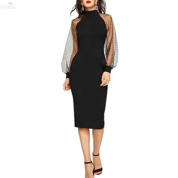 Lace Dress Long Sleeve Autumn O-neck Party Dress Women Midi Patchwork Black Dress Elegant Pencil Slim Solid Color Ladies Dresses 
Lace Dress Long Sleeve Autumn O-neck Party Dress Women Midi Patchwork Black Dress Elegant Pencil Slim Solid Color Ladies Dresses