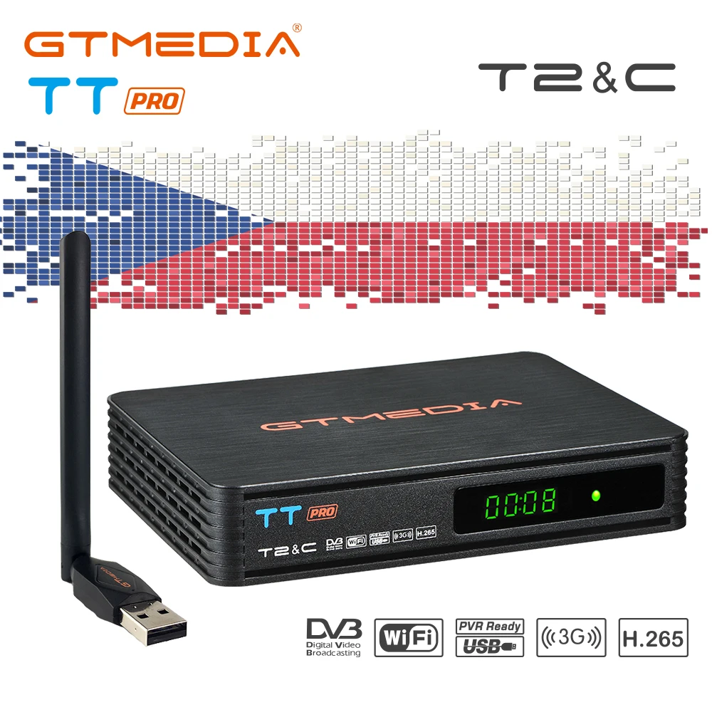 GTMEDIA TT Pro Terrestrial TV Receiver DVB-T2/T/-C HD Digital TV Tuner Receptor H.265 DVB-C TV BOX Satellite Decod USB 3G dongle
GTMEDIA TT Pro Terrestrial TV Receiver DVB-T2/T/-C HD Digital TV Tuner Receptor H.265 DVB-C TV BOX Satellite Decod USB 3G dongle