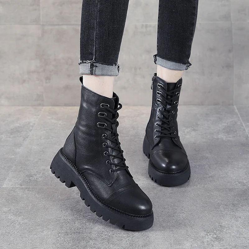 Martin Boots Female British Style 2021 Spring New Leather Thick-soled Short Boots Top Layer Leather Motorcycle Women's Boots
Martin Boots Female British Style 2021 Spring New Leather Thick-soled Short Boots Top Layer Leather Motorcycle Women's Boots