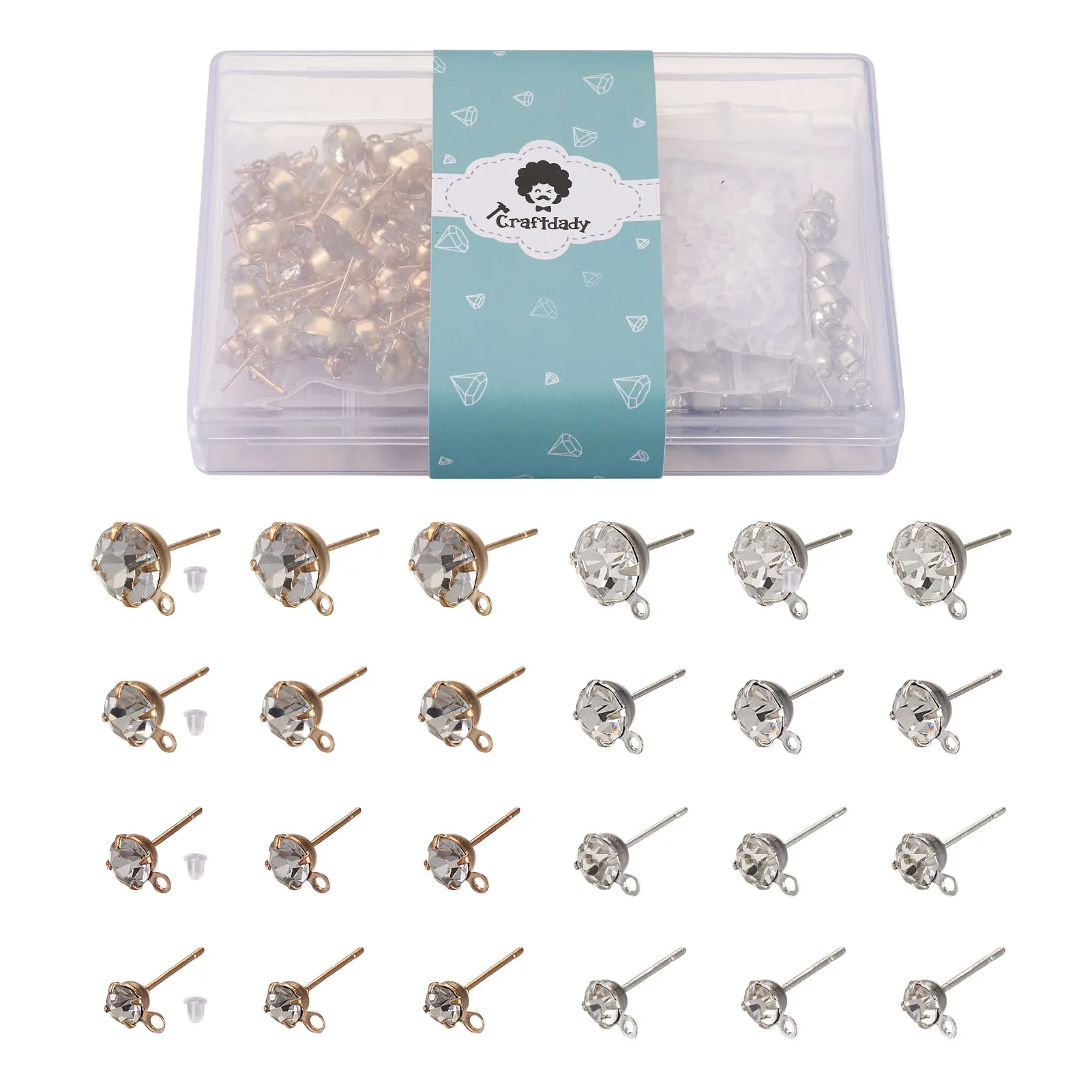 1 Box Alloy Crystal Rhinestone Mixed Color Stud Earring Finding with Loop and Ear Nuts DIY Earrings Jewelry Making Findings
1 Box Alloy Crystal Rhinestone Mixed Color Stud Earring Finding with Loop and Ear Nuts DIY Earrings Jewelry Making Findings