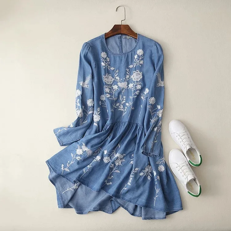 2017 Spring Clothing Europe And America Versatile Slimming Cowboy Tencel Fashion Flower Embroidery Dress nv zhong qun 113
2017 Spring Clothing Europe And America Versatile Slimming Cowboy Tencel Fashion Flower Embroidery Dress nv zhong qun 113