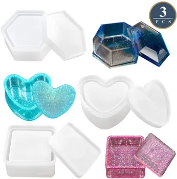 Epoxy Resin Silicone Molds Hexagon Square Heart Shape Diy Clay Fondant Hand Craft Jewelry Storage Box Mould for Making Mold
Epoxy Resin Silicone Molds Hexagon Square Heart Shape Diy Clay Fondant Hand Craft Jewelry Storage Box Mould for Making Mold